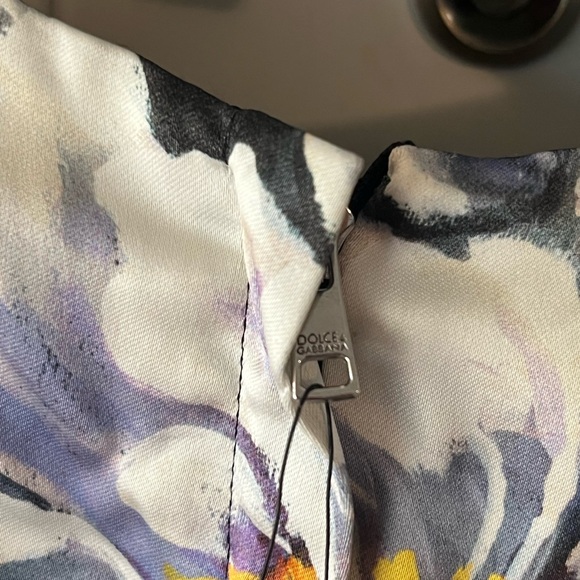 Dolce & Gabbana Floral-Printed Satin Mini Dress size 44 8 NEW long sleeve - Picture 10 of 13